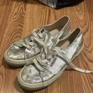 Superga Silver Star Pattern Sneakers